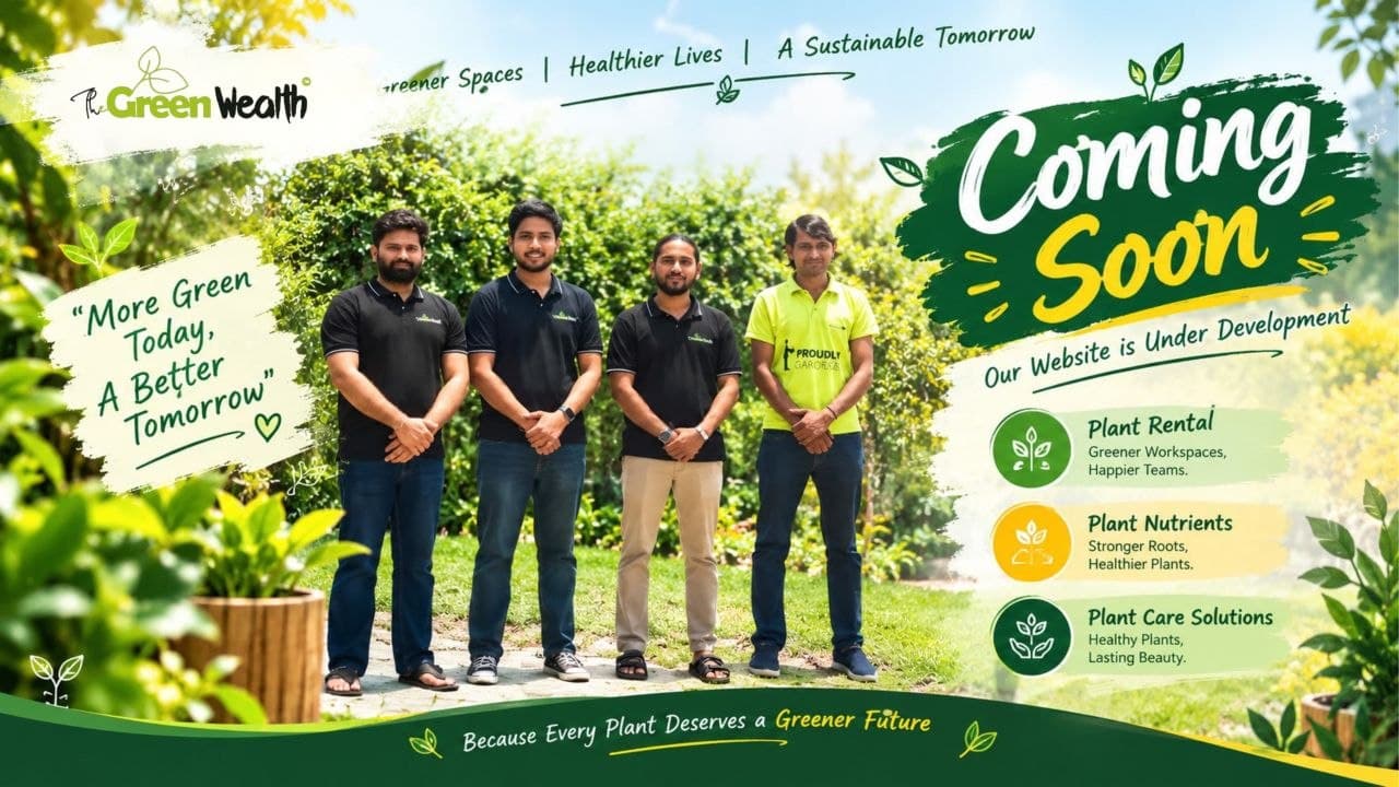 The Green Wealth - Coming Soon | Our Website is Under Development | Plant Rental, Plant Nutrients, Plant Care Solutions